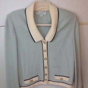 St. John Green Suit Skirt Lime Green Black Cream.